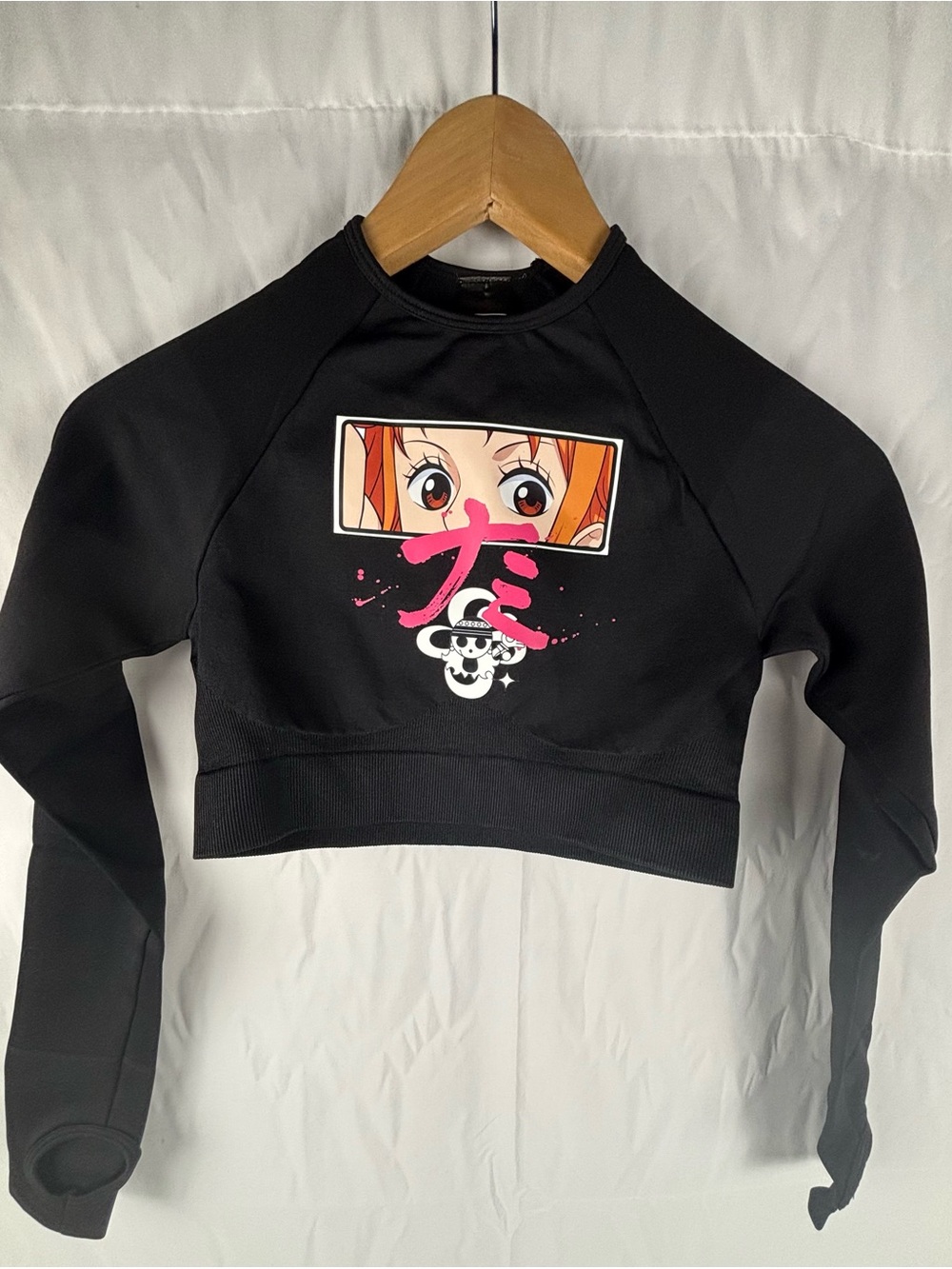 Civil Regime black long sleeve cropped with graphic Nami from the anime series.